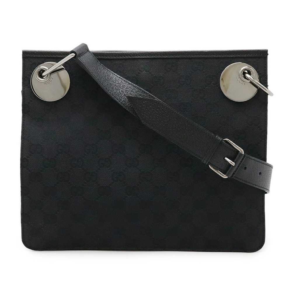 Gucci GG Canvas Crossbody Bag Leather Black
